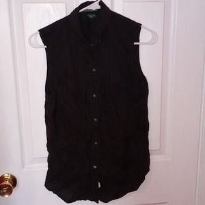 Ralph Lauren Black linen Sleeveless Button Down Size M